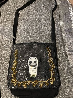 Nightmare Before Christmas Crossbody Bag with Gold Embroidery